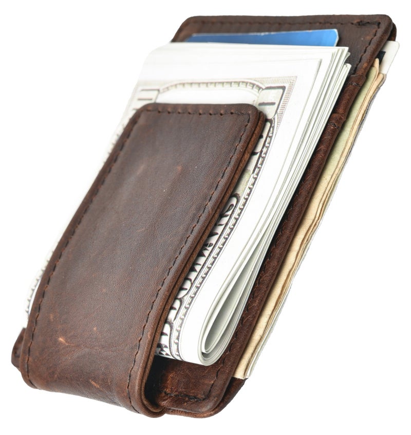 HOPSOOKEN Money Clip RFID Front Pocket Wallet Men Leather Slim Minimalist Wallet (Deep Brown) - Image 5